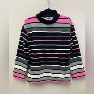 Talbots Pink and Black Striped Turtleneck Sweater